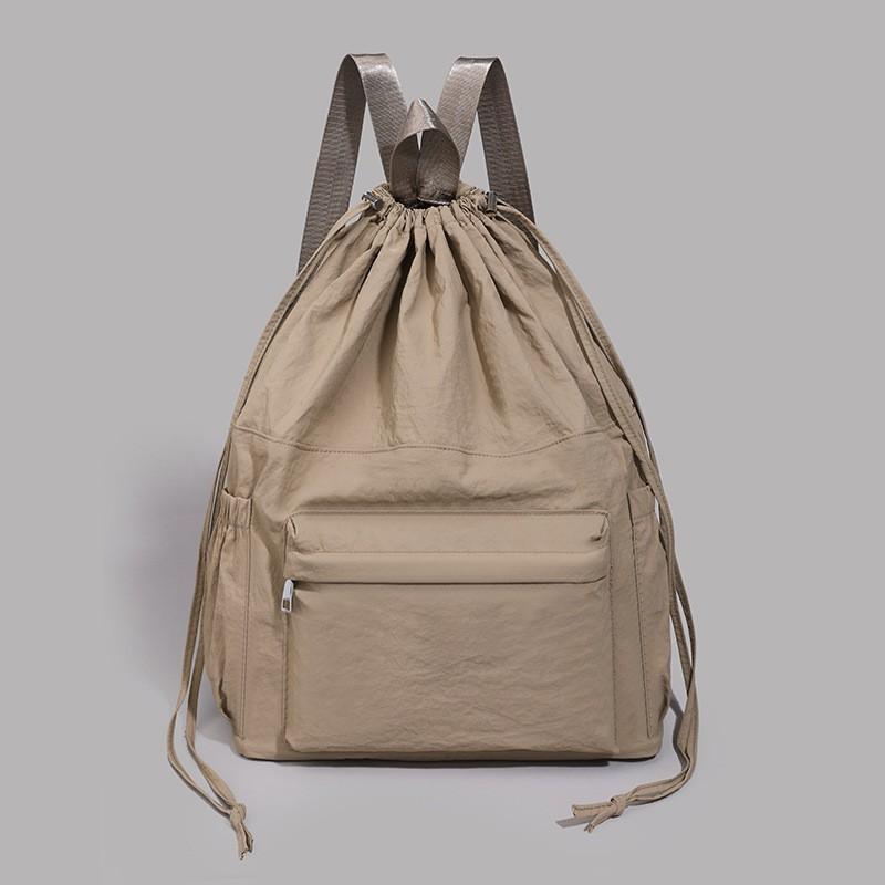 

New Backpack Fashionable Outdoor Light Hiking Large-capacity Drawstring Casual Simple Pure Color хакі