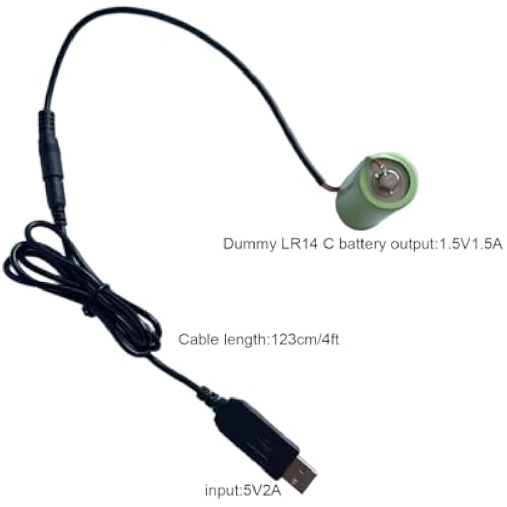 USB To C Cell Dummy Battery 5V To 1.5V Converter with 4 Ft Cable Continuous USB Power for Lantern...