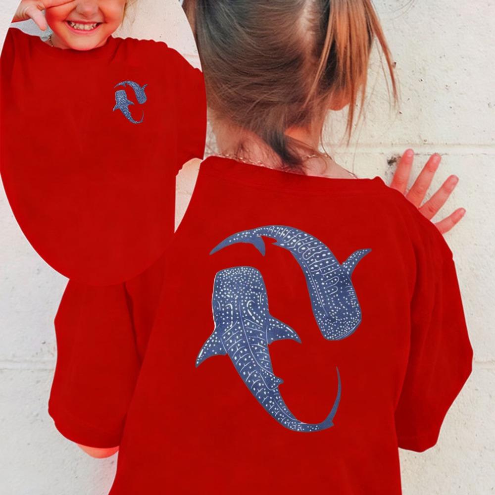 Stylish Whale Shark Graphic Children T-Shirts Funny Cute Summer Short-Sleeved Tees Boys and Girls Ocean Themed  Tshirt