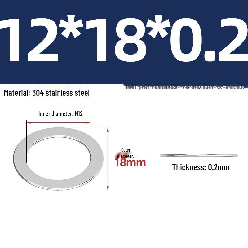 304 Stainless Steel Ultra-Thin Flat Washers - Available in Thickness: 0.1mm, 0.2mm, 0.3mm, 0.5mm
