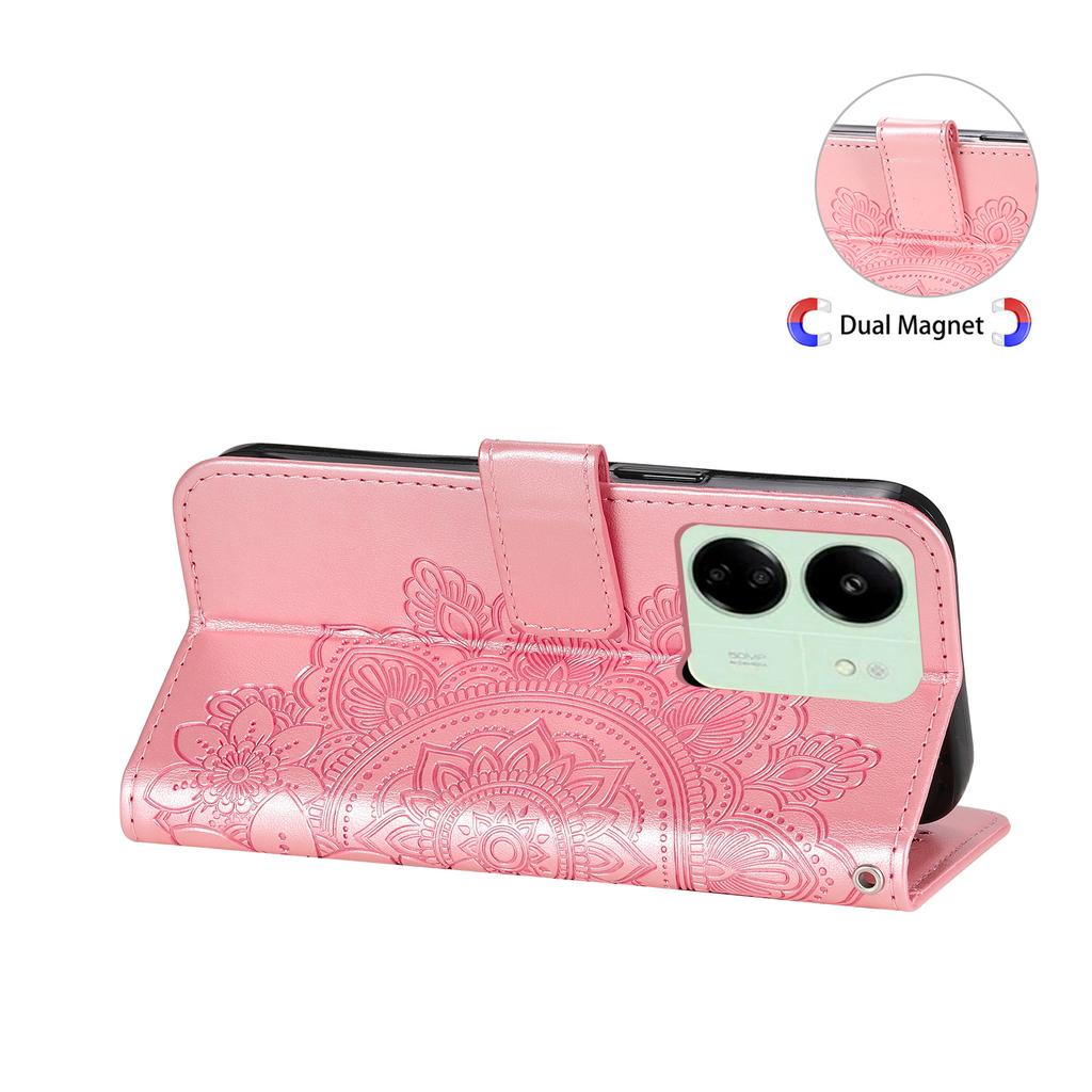 For Xiaomi Redmi 13C 4G/5G/13R 5G/Poco M6 5G/Poco C65 4G Case Floral Pattern PU Leather Wallet Stand Phone Cover