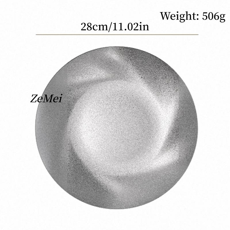 Stainless Steel Circle Dinner Plate, Home Steak Plate, Water Ripple Dinner Dishes Hamburger Fries Tray Tableware, Kitchenware