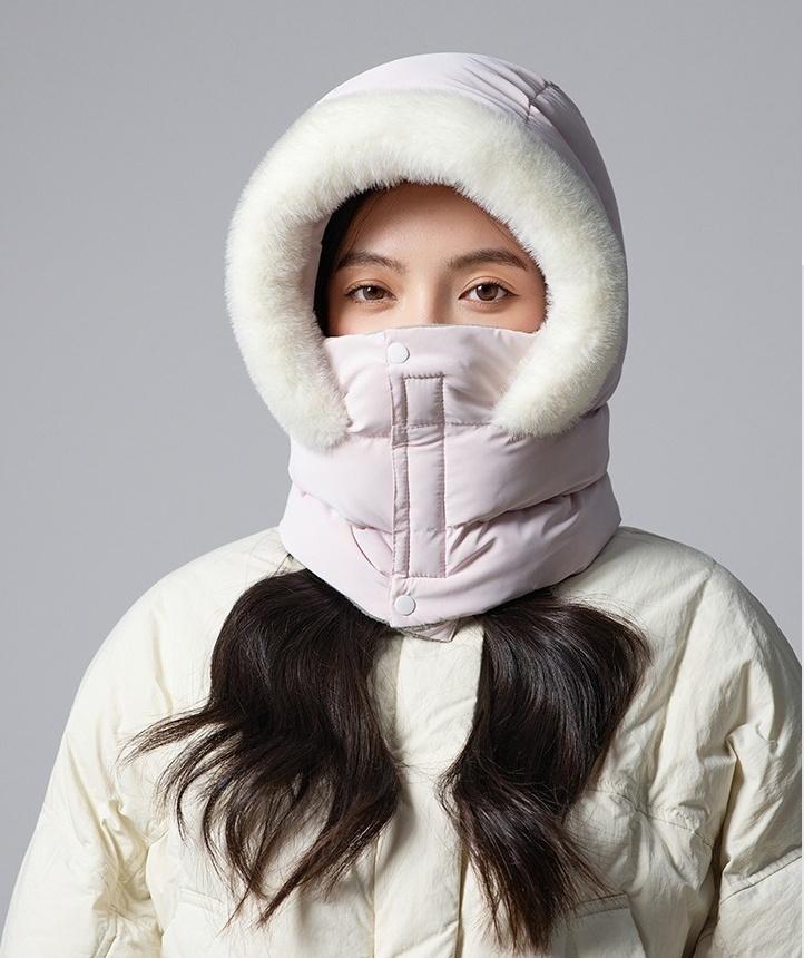 Winter Women's Outdoor Thermal Windproof Hooded Face Mask Neck Warmer Ski Beanie Solid Colour Versatile Balaclava
