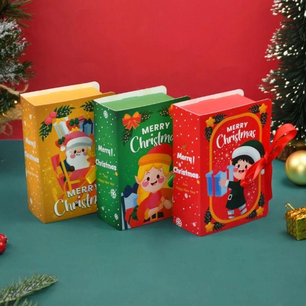 Navidad Party Book Designs Packaging Paper Boxes Christmas Gift Box Candy Boxes Biscuit Carrier