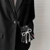 Pearl Bow Zero Wallet Card Case for IPhone 16 Promax Crossbody Strap for Apple 17 Anti Drop