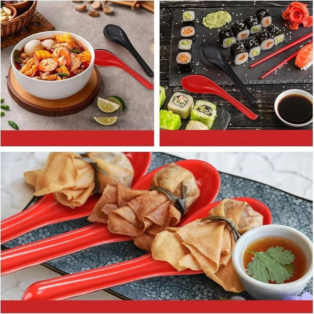 1/5/10pcs Drop-resistant Soup Spoon Bicolor Rice Spoons Japanese Style Long Handle Spoon Bar