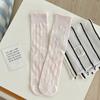 Female Spring and Summer Thin Pure Color Ballet Style Hollow Mesh Breathable Tube Socks