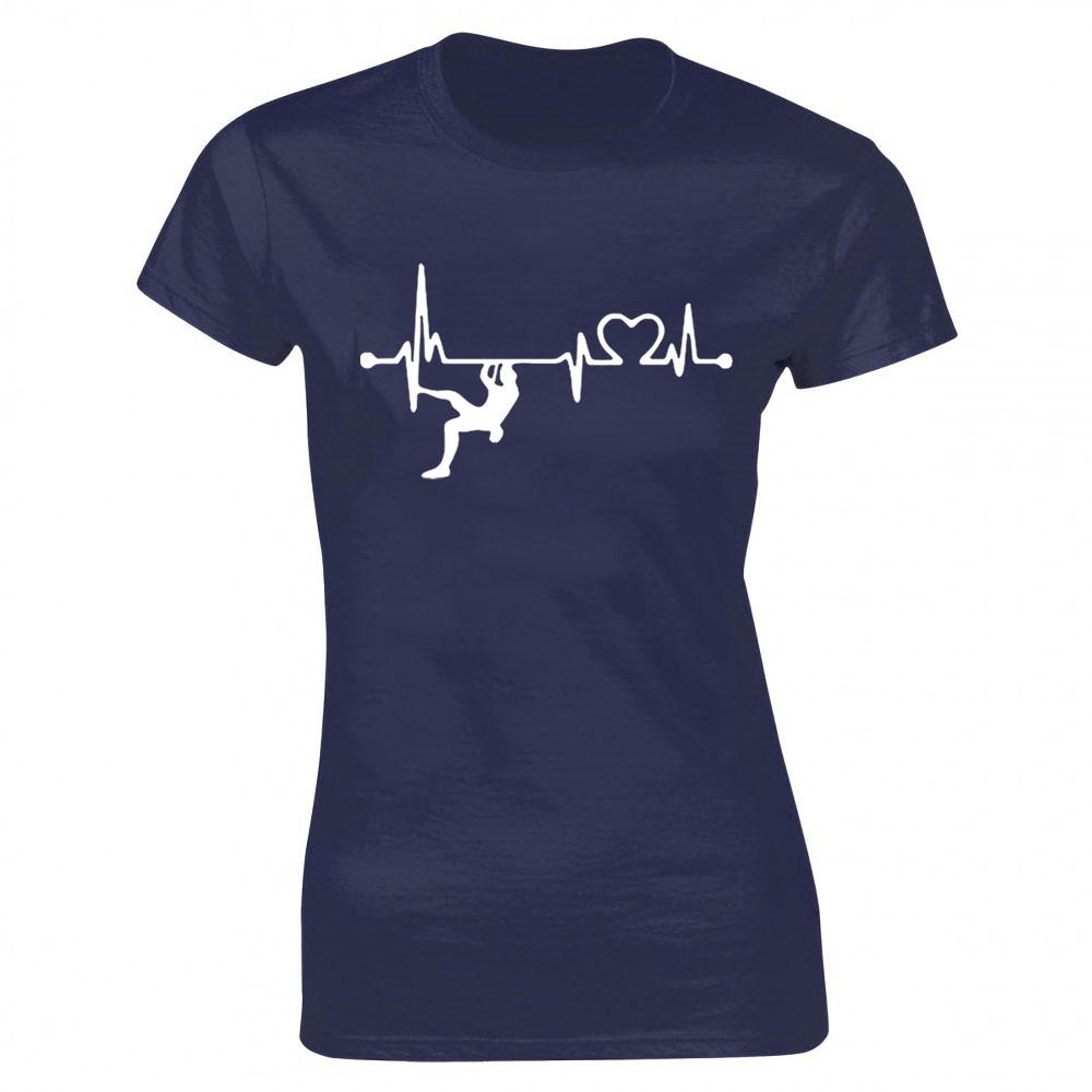 Kletterer Cooles Klettern T-Shirt Baumwolle Geburtstagsgeschenk Kurzarm Rundhals Hip Hop Berg Herzschlag T-Shirt Streetwear Damen