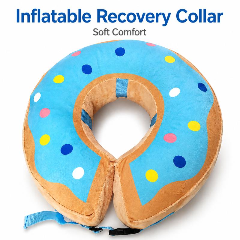 Inflatable Pet Recovery Collar Soft Plush Dog Cone Alternative Adjustable Anti Licking Donut Neck Collar For Pet Dogs And Cats