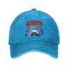 Cappellini da Baseball Logo 50° Anniversario di Lo Squalo Denim Vintage Usurato Snapback Classico Film All'aperto Morbidi Senza Struttura