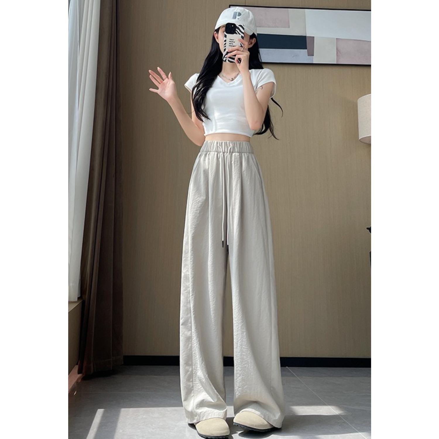 Women s High Waist Wide Leg Pants Loose Fit Casual Flowy Summer Trousers Palazzo Pants S