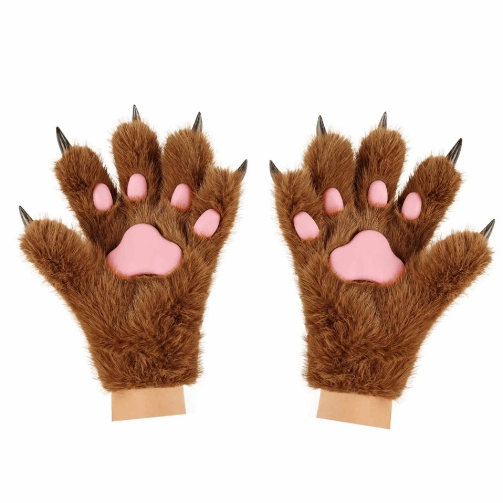 Cartoon Cosplay Costume Gloves Furry Puppy Claw Mittens Kawaii Plush Cat Paw Gloves  Club