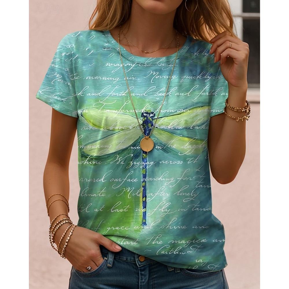 Women's T Shirt Print Graphic Animal Vintage Stylish Classic Short Sleeve Crew Neck Regular Tops