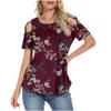 Women's Summer Printing Short Sleeve Strappy Cold Shoulder T-Shirt Tops Blouses