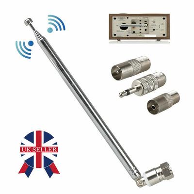 Nouvelle Antenne Radio DAB FM Télescopique avec 3 Adaptateurs HiFi Récepteur AV Mini