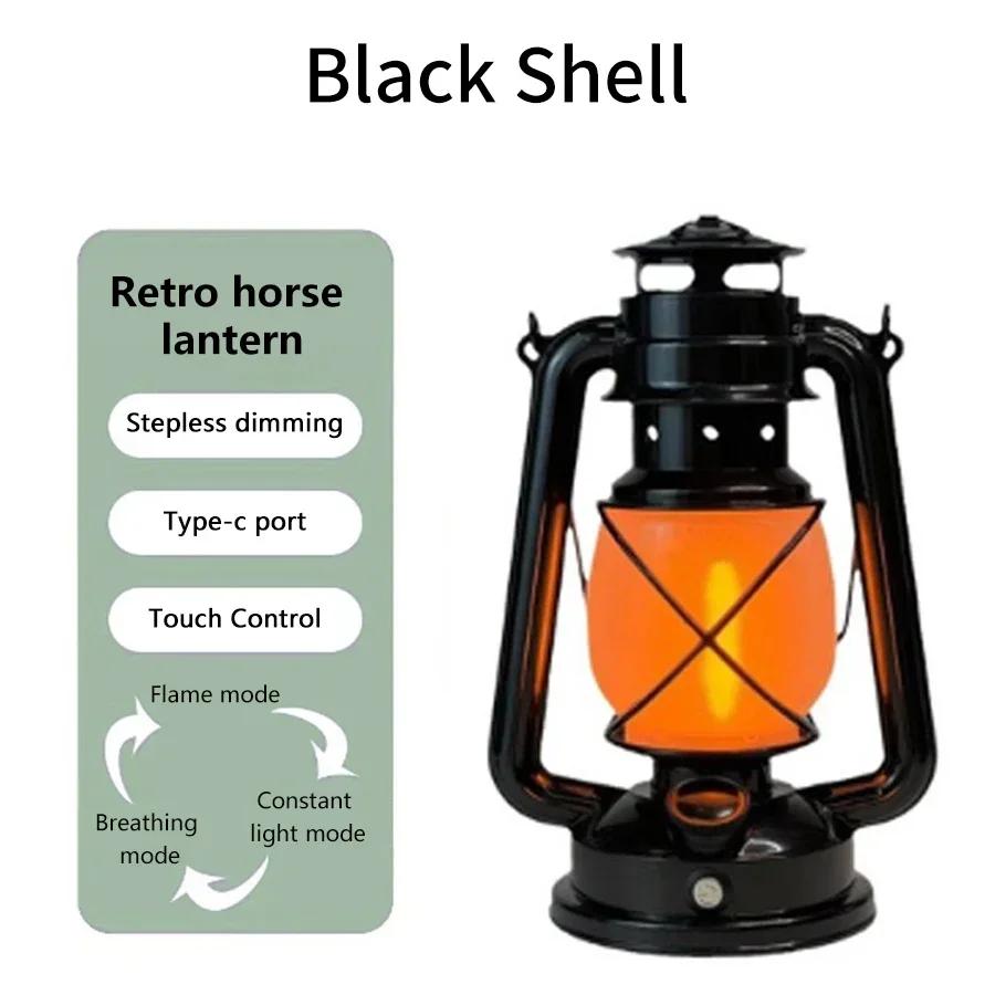Flame Effect Vintage Lantern Portable Camping Light USB-C Rechargeable 1200mAh Battery Bar Restaurant Christmas Decoration