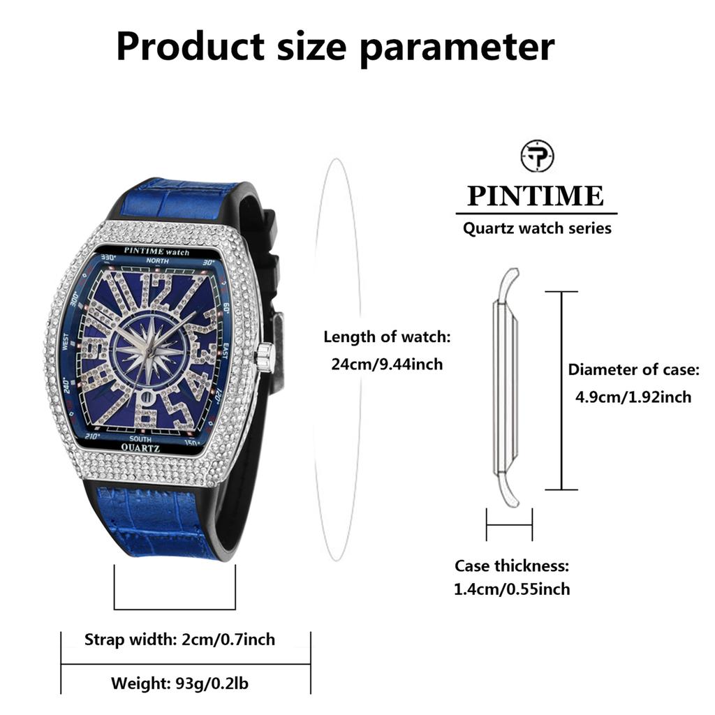 Men's Quartz Watch - Barrel-Shaped Starburst Silicone Strap Watch, Vintage Large Dial Quartz Watch with Boat Embellishments and