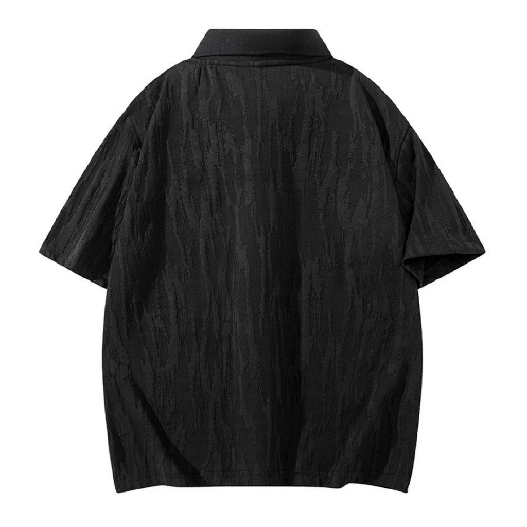 Men’s Short Sleeve Polo Shirt with Subtle Pattern Classic Fit Soft Knit Fabric Comfortable Collar Design