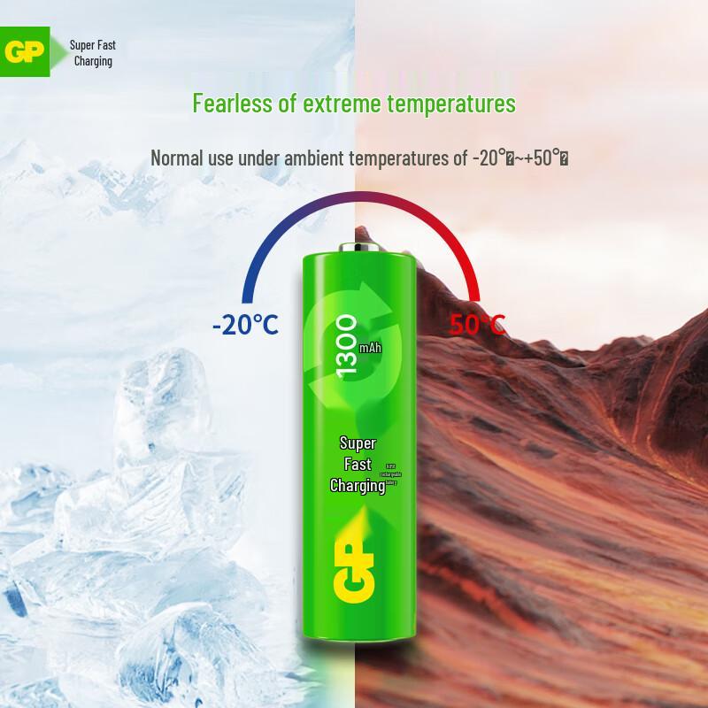 GP ReCyko AA 1300mAh NiMH Rechargeable Batteries (2-Pack) CN Plug (adapter Included)