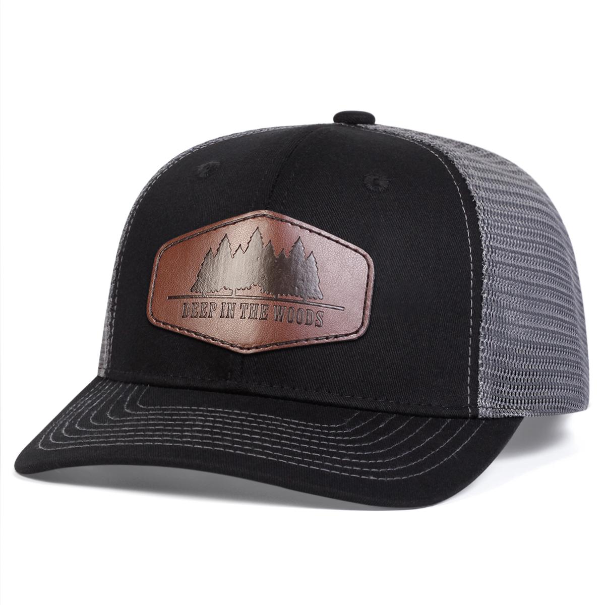 Unisex Tiefe Im Wald Lederetikett Baseball Netzmützen Frühling Und Sommer Outdoor Verstellbar Lässige Hüte Sonnenschutzhut gray