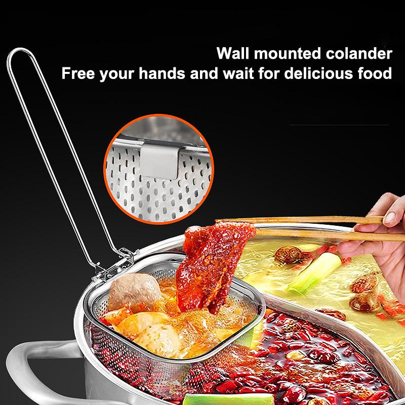 Pasta Basket Blanching Stainless Steel Fry Basket, Spaghetti Strainer, Noodles Strainer For Picking Ramen, Cooking Dumplings 1Pc