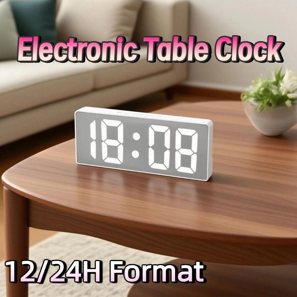 Temperature Display Electronic Table Clock Luminous Mirror LED Digital Clock  Office