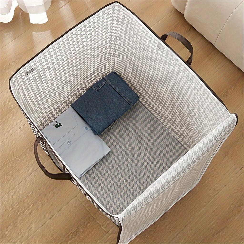 Houndstooth Storage Bag Extra Large Organizer for Blankets Wardrobe Essentials Blanket Box Container with Dustproof Zipper