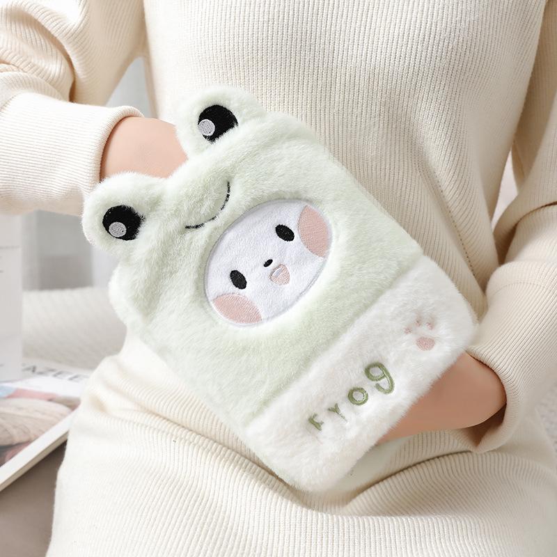 Plush Hand Warmer: Cozy, Explosion-Proof Hot Water Bottle with Washable Cover for Autumn & Winter.
