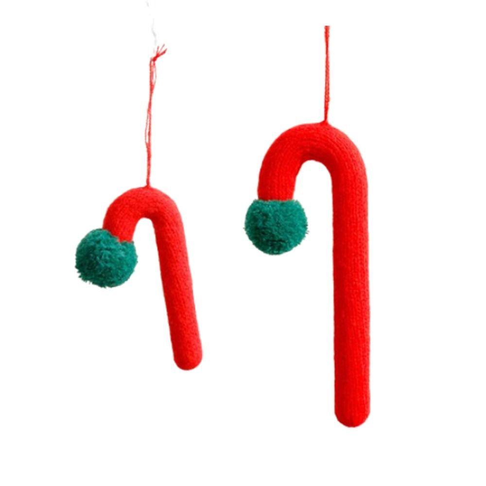 Knitted Hanging Candy Cane Ornaments Cartoon Christmas Walking Stick Candy Holiday Festival Decor