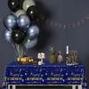 GREHUMOR Happy Retirement Tablecloth 3Pcs-Retirement Party Decorations Blue Gold Tablecloth for Women Men Plastic Rectangle Disposable Table Cover