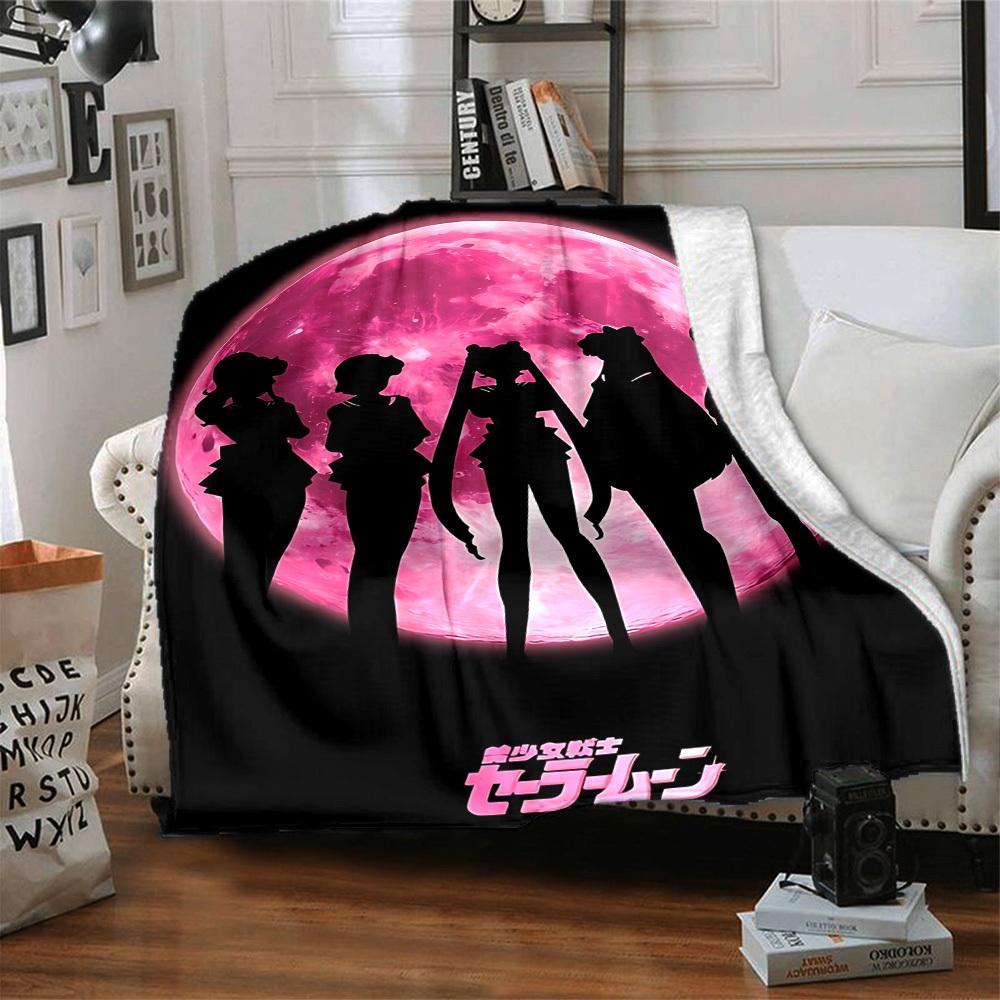 1pc Sailor Moon Soft Comfortable Blanket Digital Print, All Season Multipurpose Knit Fabric Bedding, Office, Sofa Home Decor Blanket
