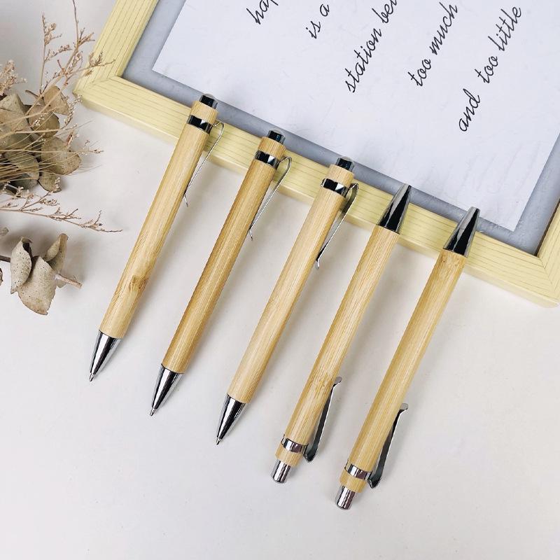 Eco-Friendly Bamboo Ballpoint Pen with Metal Clip: Insect and Mildew Resistant, Two-Layer Light Oil Finish.