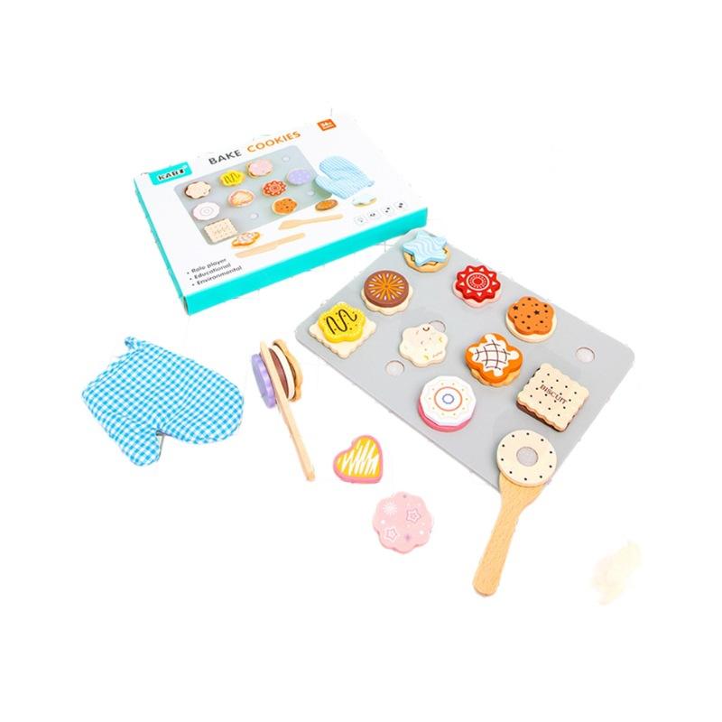 

Wooden Educational Toy Simulated Biscuit/Cookie Set for Toddlers Kids Montessori Learning Role Play Kitchen Cooking Baking Gift