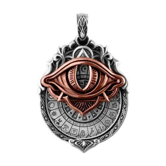 Tarot Vision Pendant All-Seeing Eye Necklace Charm Mystic Divination Jewelry Tarot Card Symbol Pendant with Smooth Rotation for Fate Insights