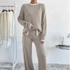 1116 Spring New European and American Casual Suit Women's Clothing Contrasting Color Knitted Sweater Trousers Two-piece Set