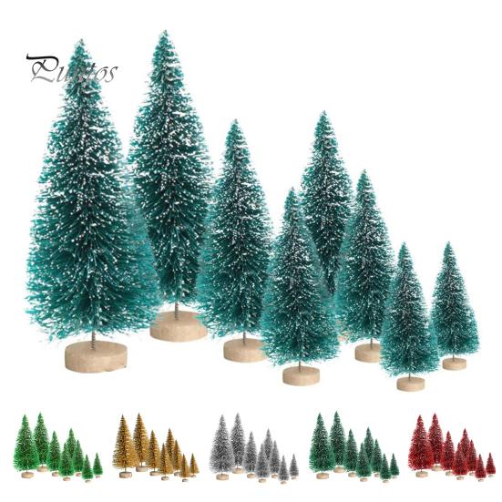 8Pcs Christmas Tree Ornaments Artificial Snowy Pine Tree Figurines Miniature Xmas Tree Statues for Home Table Desk Office Decoration