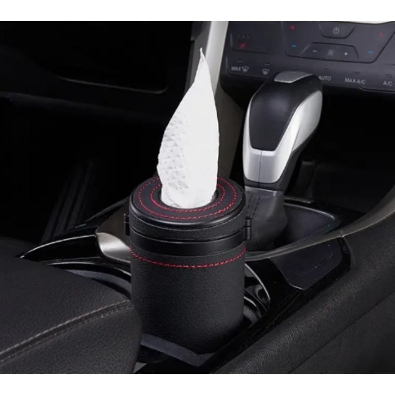 1pc Portable Leather Creative Cylindrical Tissue Box, Safe Window Breaking Multifunctional Tissue Cup, Car Interior Accessories