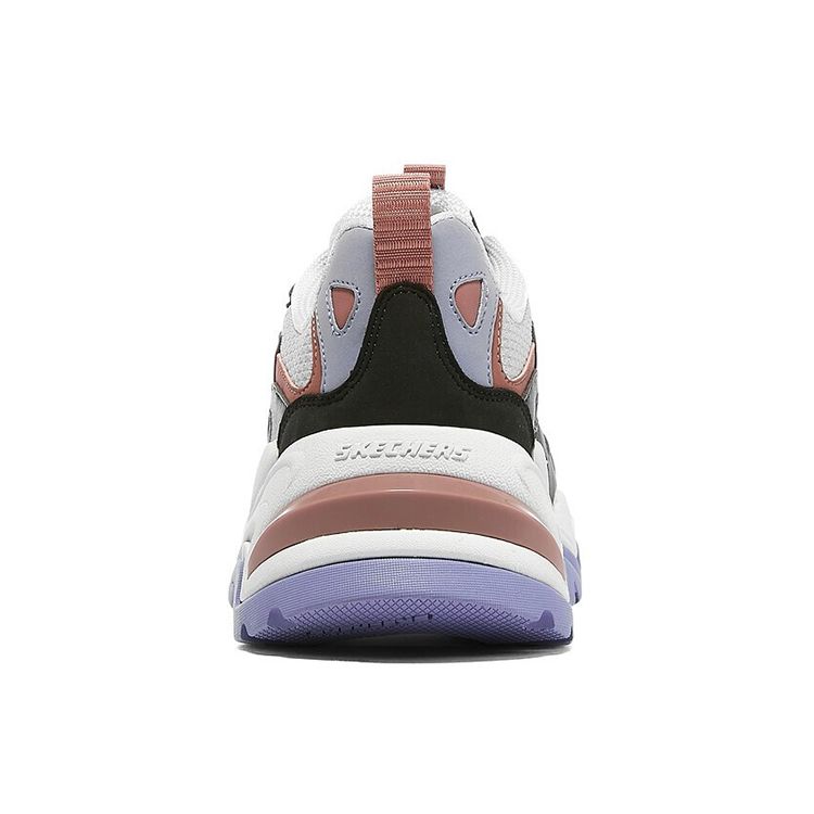 Skechers Stamina V2 Mesh Synthetic Leather Casual Retro Low Top Dad Shoes Women Sneaker Black White Purple 149909-BKMT