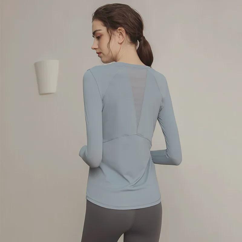 Women's Long-Sleeve Breathable Yoga & Running T-Shirt - Spring/Autumn Fitness Top
