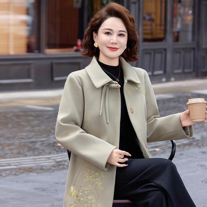 Women's Thickened Faux Mink Wool Coat for Middle-Aged and Elderly
