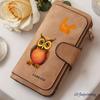 Women's Travel Wallet - Flip Cover Snap Closure Design with Owl and Cat Pattern, Compact Coin Purse and Card Holder, Simple and Portable Everyday