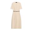 Spring and Summer New Women's Clothing Minimalist Style Decorated Row Button with Belt Short Sleeve round Neck Midi Skirt Dress 9598058