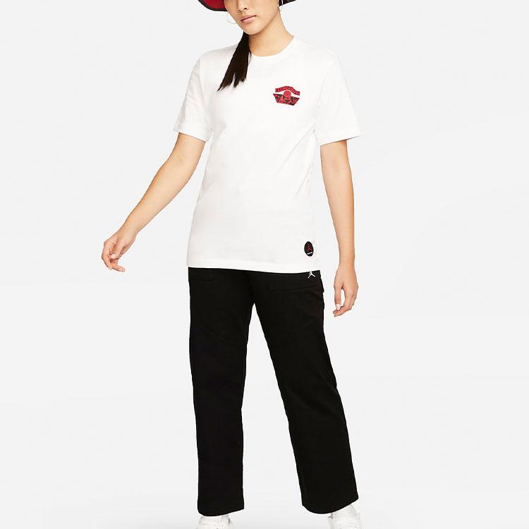 Jordan Character Oil Painting Print Short-Sleeve Crew Neck T-Shirt Women Tops White DO9806-100