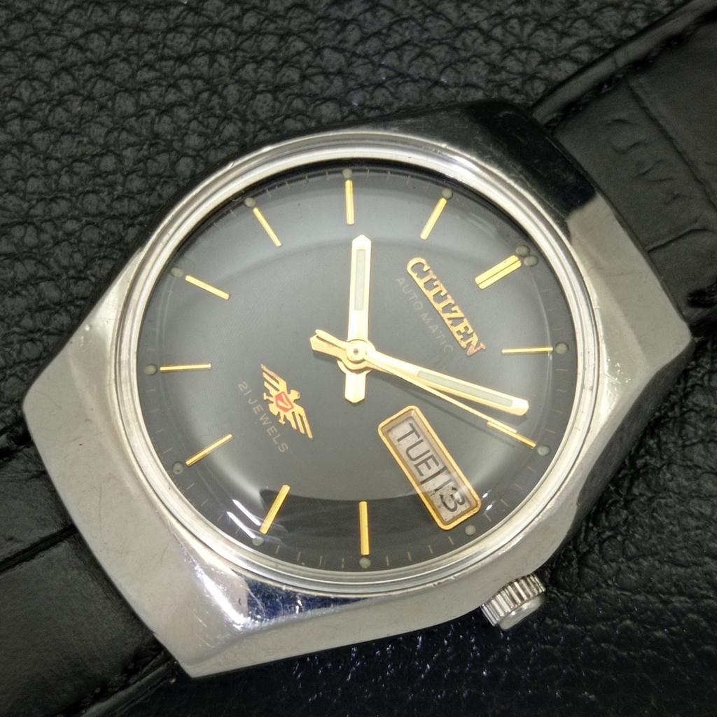 USED VINTAGE CITIZEN AUTOMATIC JAPAN MENS DAY/DATE ORIGINAL DIAL WATCH A434848-2 R123-a434848