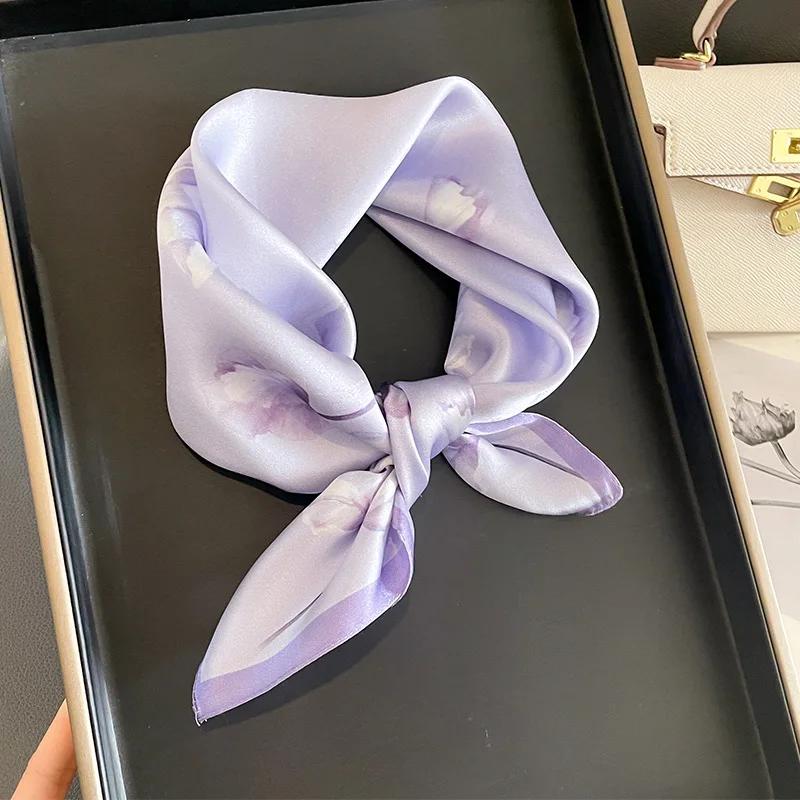 Luxus Blumendruck 100% Seide Quadratisches Tuch Damen Halstuch Foulard Haarband Stirnband Krawatte Handtaschenband Geschenk