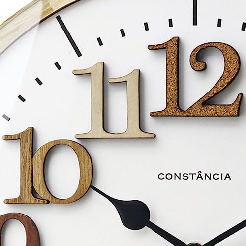 Interform CL-9706 Radio-Controlled Wall Clock, Teal, Brown, White, 30.5cm, Natural, Nordic Style