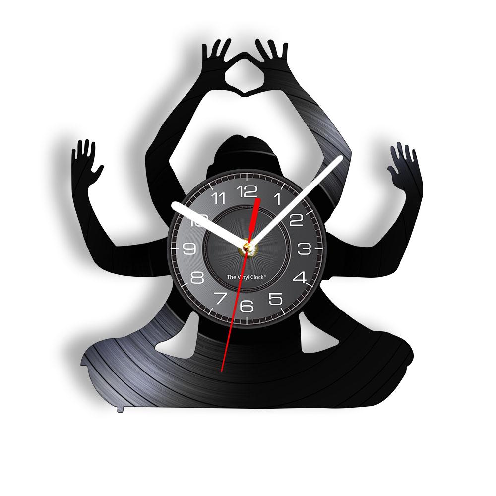 Om Yoga Studio Wall Clock Gymnastics Vinyl Record Wall Clock Zen Meditation Modern Design Decorative Clock Yogi Gift For Girl