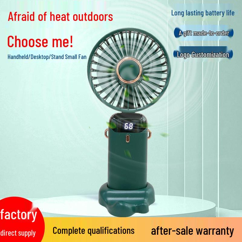 

Rechargeable Foldable Mini Handheld Fan with Neck Strap and Digital Display Rechargeable