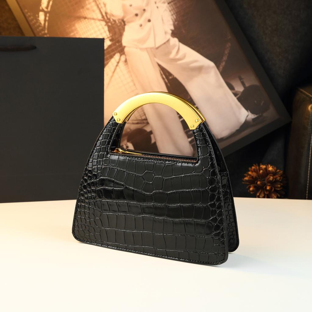 Bolsa Trapezoidal de Couro Brilhante Retrô