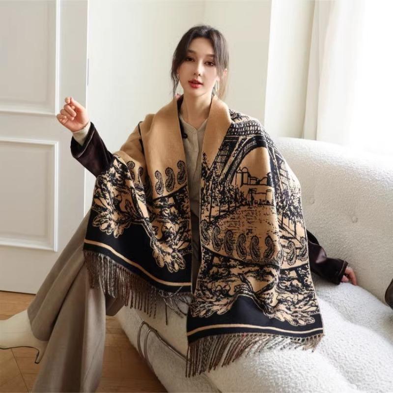 Fashion Plaid Double Sided Thick Warm Scarf For Women Autumn Winter